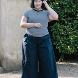 Navy Stripe Roll Back T Shirt