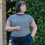 Navy Stripe Roll Back T Shirt