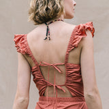 Terracotta Backless Sari Dress