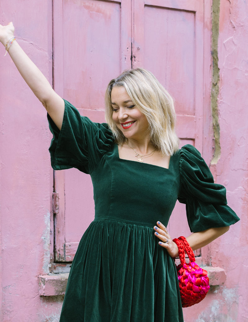 Lucinda Green Velvet Dress by Mary Benson