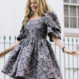 Winter Floral Jacquard Dress