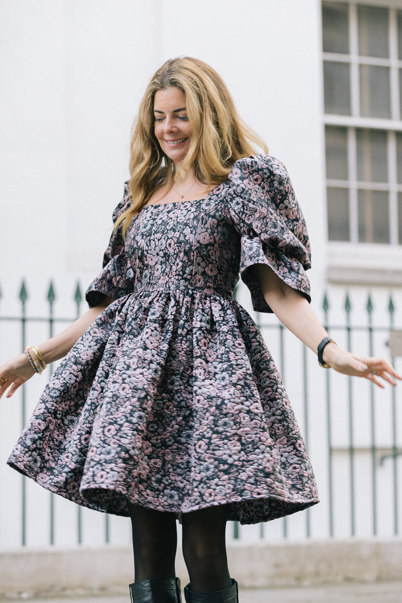 Winter Floral Jacquard Dress by Mary Benson