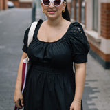 Black Alia Dress With Eyelet Embroidery