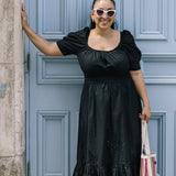 Black Alia Dress With Eyelet Embroidery