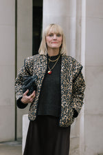 Pandora Brown Leopard Print Two-In-One Cotton Quilted Jacket by Raf and Grace