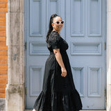 Black Alia Dress With Eyelet Embroidery