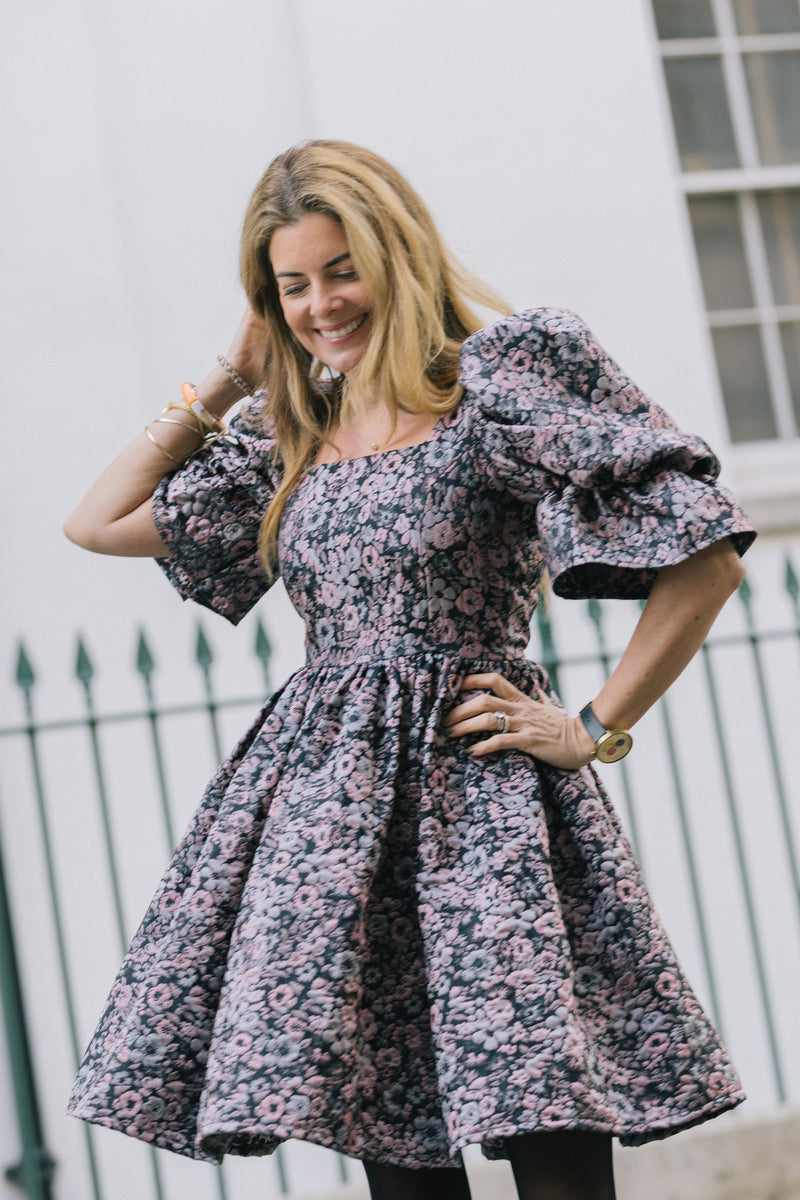 Winter Floral Jacquard Dress by Mary Benson