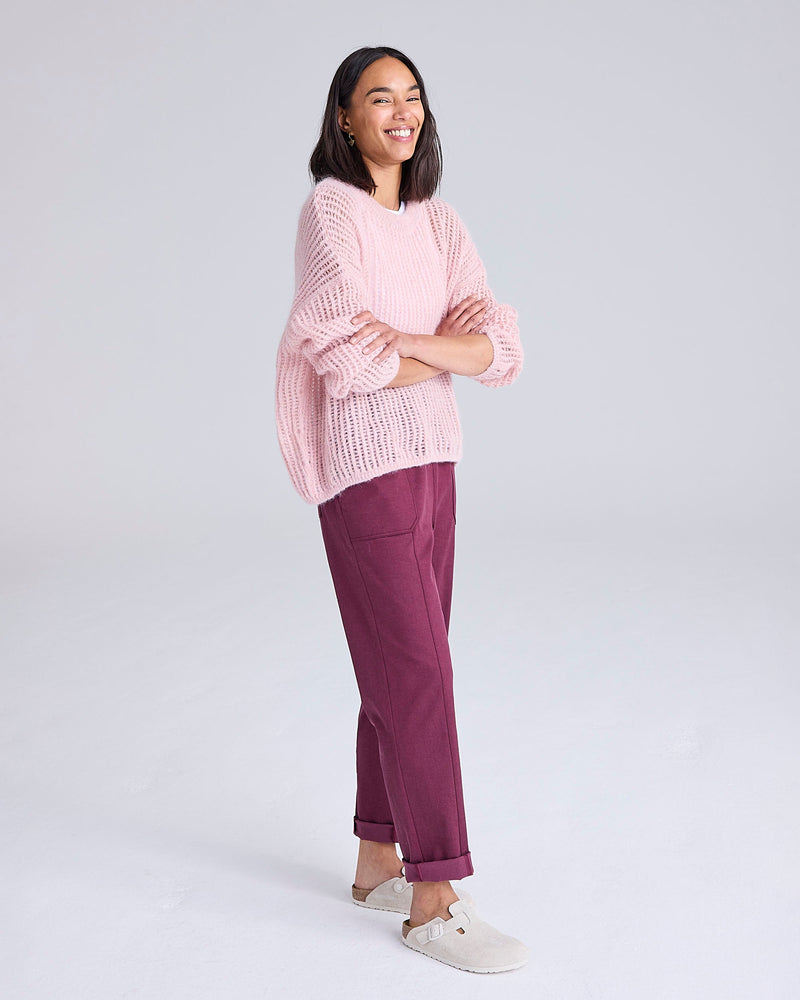 Waffle Stitch Italian Jumper in Pink by Cape Cove