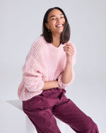 Waffle Stitch Italian Jumper in Pink by Cape Cove