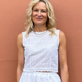 Havana Top in White Broderie