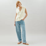 Cream Relaxed Knitted Waistcoat