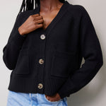 Black Relaxed Cotton Cardigan