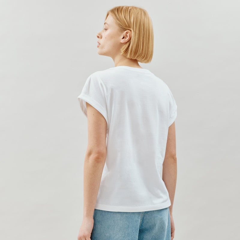 White Roll Back T Shirt