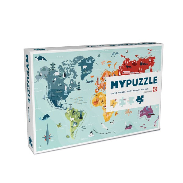 My Puzzle: World - A detailed and visually enticing jigsaw of the world with beautiful illustrations. Fun for all the family. 260 pieces.