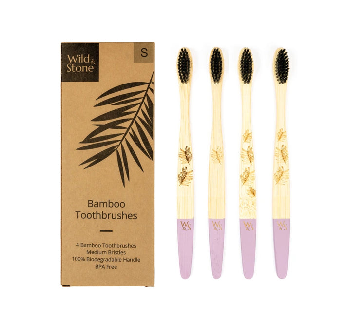 Adult Bamboo Toothbrushes 4 Pack - Soft Bristles