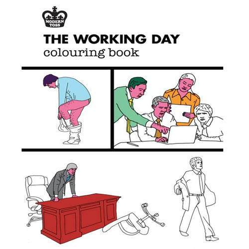 Modern Toss: The Working Day Colouring Book. Heavily influenced by their ever-popular Work series. Colouring for grown-ups at it's best, Modern Toss taps into the therapeutic benefits of colouring in pictures instead of working.