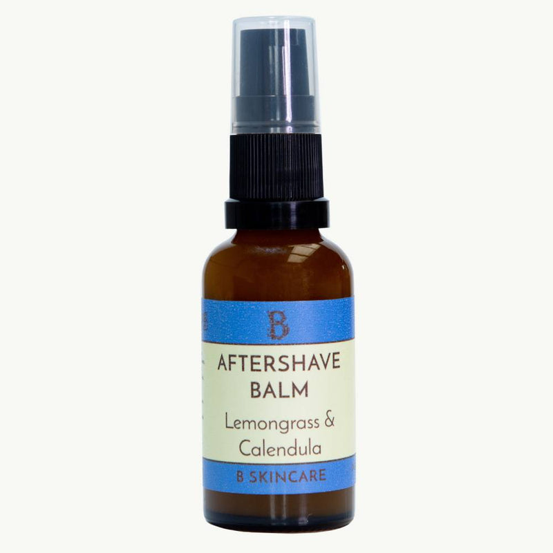 Aftershave balm by B Skincare - A gentle, nourishing balm combining healing calendula and bergamot, moisturising jojoba and the antiseptic properties of lemongrass, with a light and subtle citrus fragrance. 30ml. Apply to face after shaving. Suitable for all skin types.