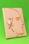 Foil embossed A5 leather bound journal, complete with gold HB pencil, Sold by Percy Langley