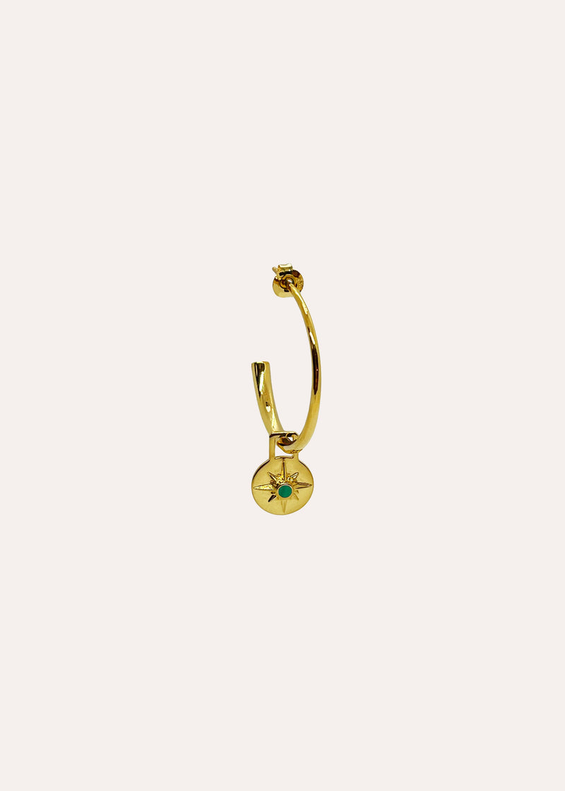 ASTRID CHARM SMALL HOOPS 18ct Gold Plated - Green Malachite