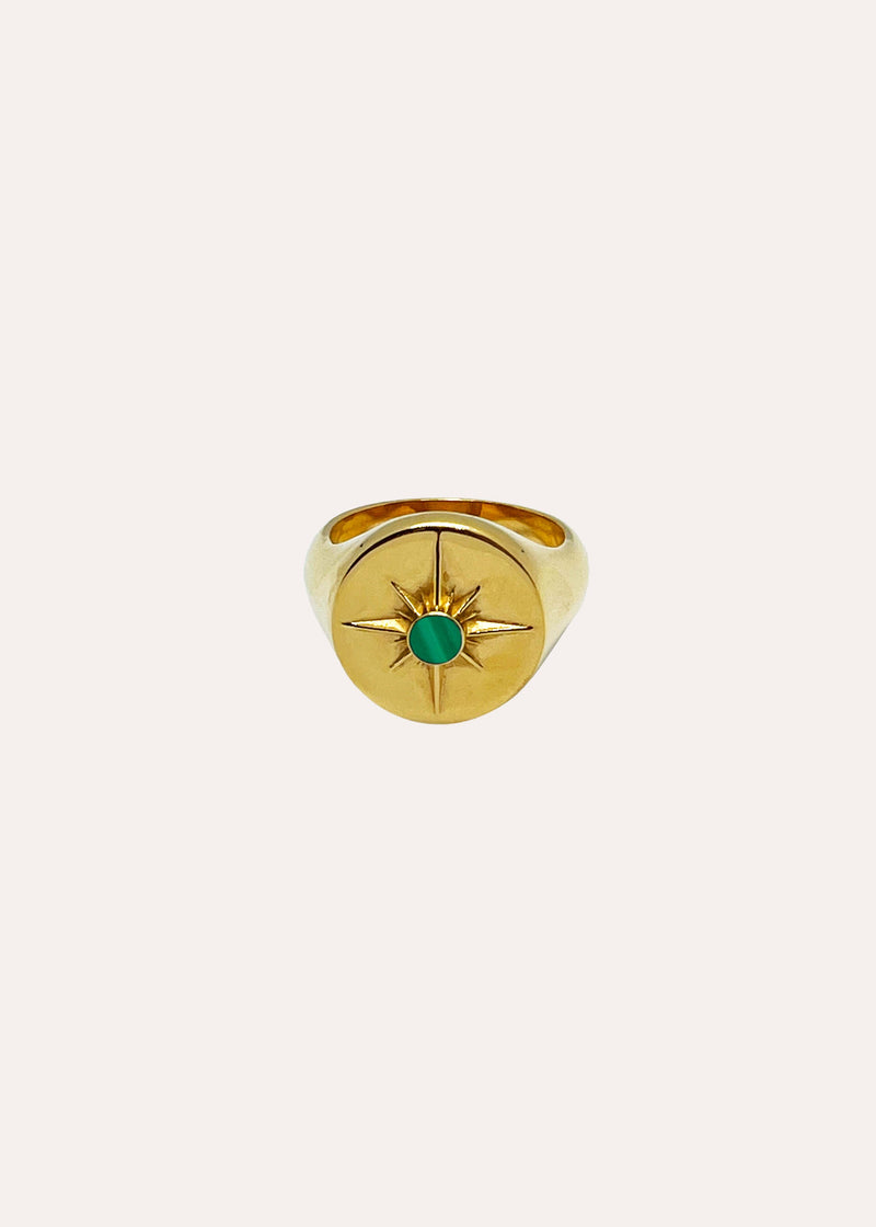 ASTRID RING 18ct Gold Plated - Green Malachite