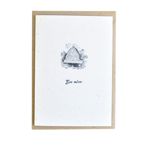  Bee Mine hand printed card. Created using a wonderful antique wood engraving, using the original 19th century block on beautiful paper.   The cards are all original works of art, designed to be treasured and framed after receipt. They make wonderful additions to gallery walls. 