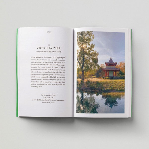 Book. First Edition copy of 'An Opinionated Guide to London Green Spaces'. Hoxton mini Press. Written by Harry Adès, photography by Marco Kesseler. Documenting 50 locations, an overview, walks and maps.