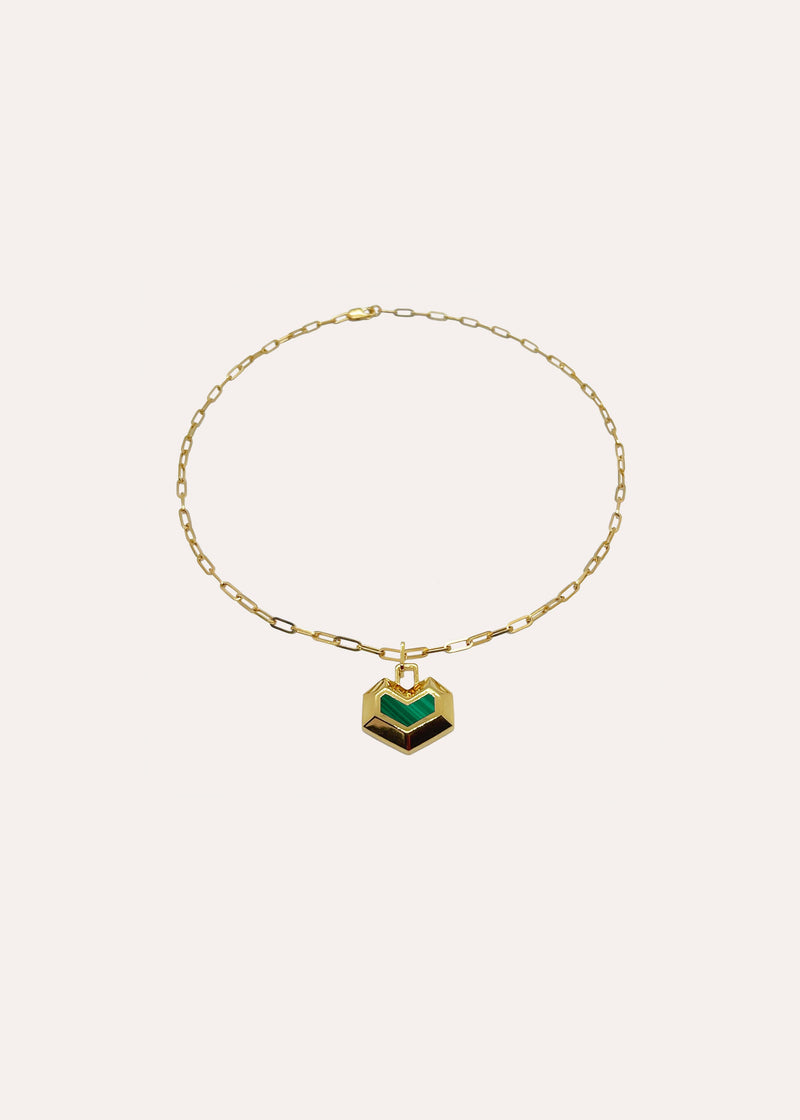 DARYL NECKLACE 18ct Gold Plated - Green Malachite