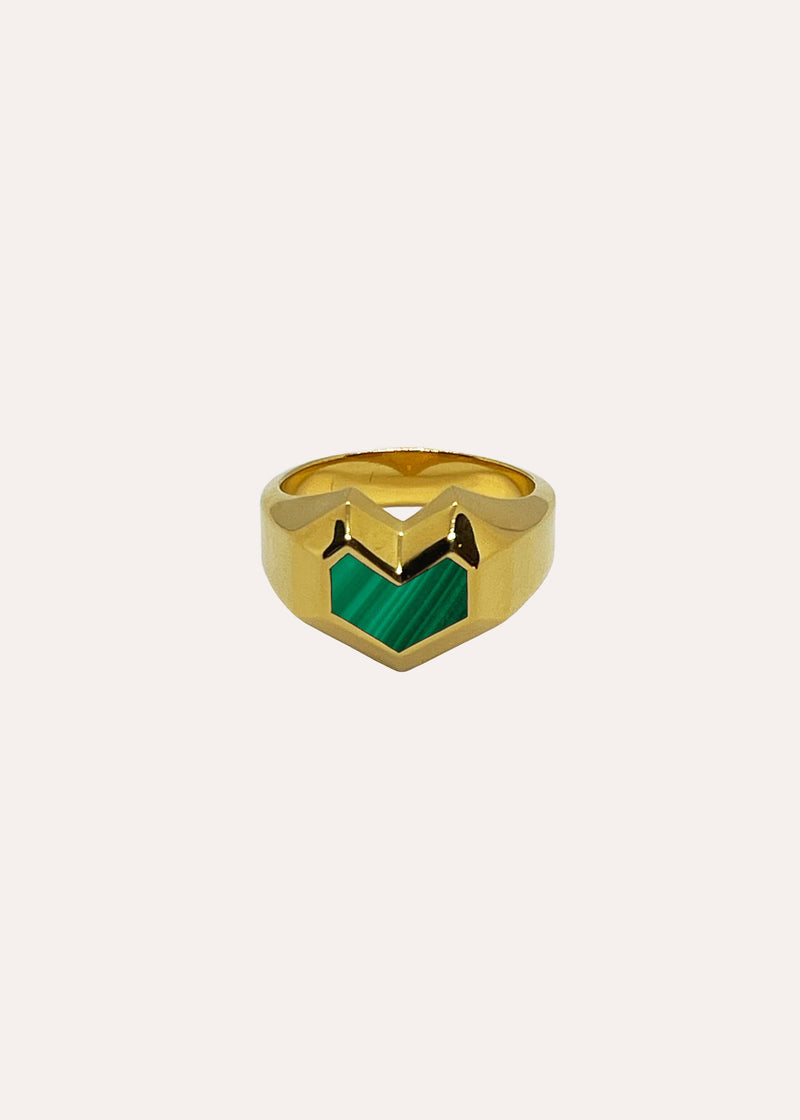 DARYL RING 18ct Gold Plated - Green Malachite