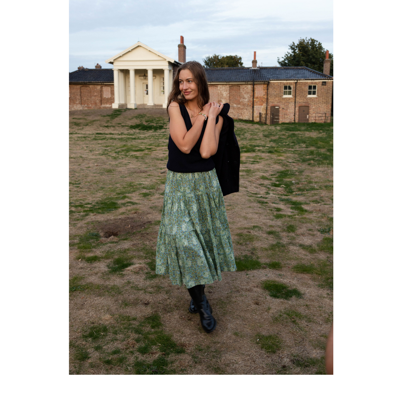 Ella Midi Skirt Autumn Leaves by Minkie Studio for Percy Langley