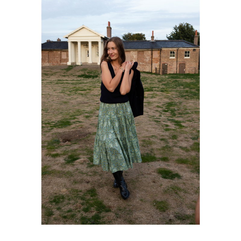 Ella Midi Skirt Laurel  by Minkie Studio for Percy Langley