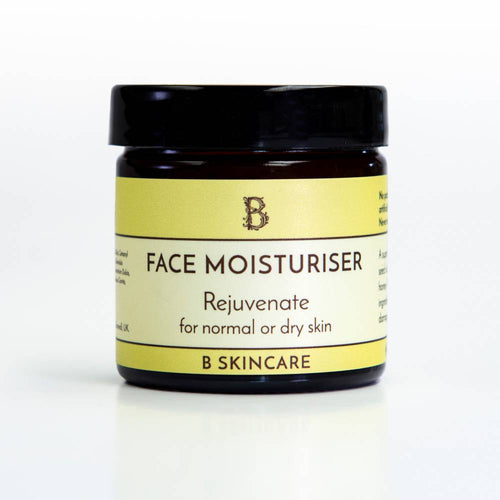 Rejuvenate Face Moisturiser by B Skincare. A super rich cream with specially selected ingredients containing detoxifying carrot seed oil, healing calendula and nourishing honey, to help renew and repair dry or damaged skin. Perfect for every day use. 60ml