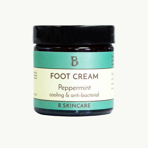 Peppermint Foot Cream by B Skincare. Calm and revive tired feet with cooling peppermint, anti-bacterial tea tree and relaxing lavender essential oils combined in a nourishing and easily absorbed beeswax base. The perfect gift for runners, dog-walkers or anyone who spends long days on their feet. 60ml