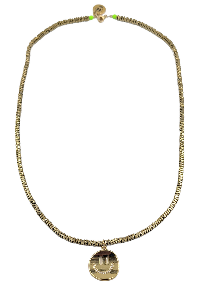 Gold Hematite Smiler Necklace by Bella Riley
