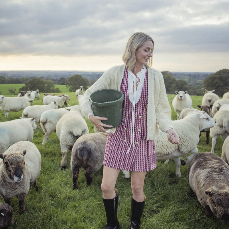 The Wyre Cardigan, made from Herd Wool, has beautiful raglan shoulders, blouson sleeves, and a very pretty scalloped edged hem and cuffs.   Herd Wool is from soft Bluefaced Leicester sheep wool, sustainably grown and made in the north west of England. It has been washed only in water and organic detergents, so is fully circular.  