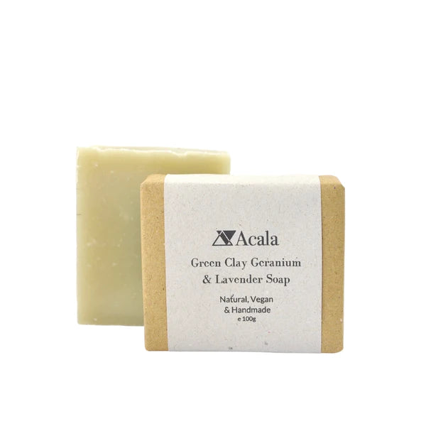 Handmade Soap with Green Clay, Geranium and Lavender (100g)