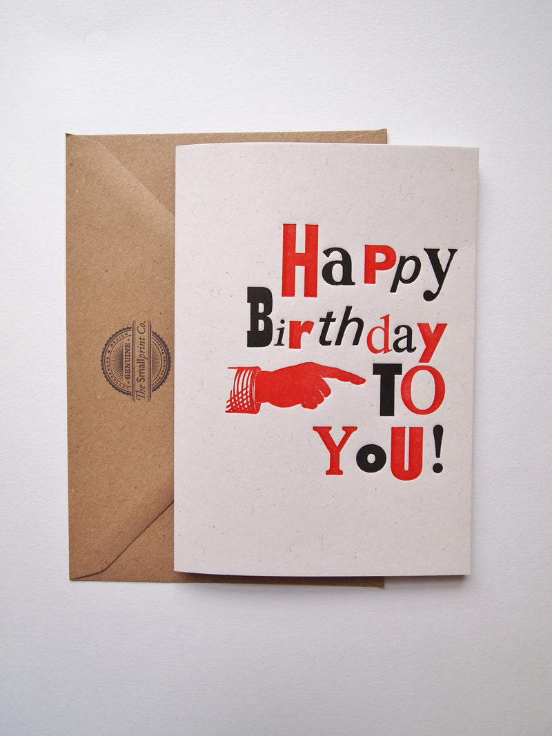 With a selection of metal type prints, this card is a wonderful option to wish someone a happy birthday, sold by Percy Langley