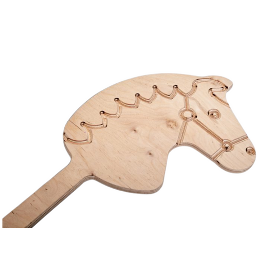 Wooden Hobby Horse by Pursuit of Adventures.  Made from Eco birch Ply. Great for play inside and out. Children will enjoy hours of play with this wonderful toy.