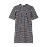 Comfortable cotton gingham check dress perfect for summer.  The Gunnera Dress by Kate Sheridan is an effortless and versatile wardrobe staple. Featuring puff sleeves, side pockets and a loop button fastening at the back.  100% cotton, made in the North of England by Kate Sheridan.