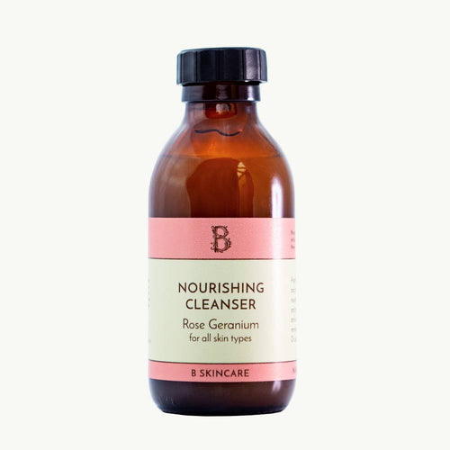 Nourishing Cleanser by B Skincare. A gentle facial cleanser with lovely natural fragrance that removes makeup and dirt, leaving skin feeling soothed & nourished. Containing healing rose geranium, ylang ylang, jojoba and tangerine. Suitable for all skin types. 150ml.