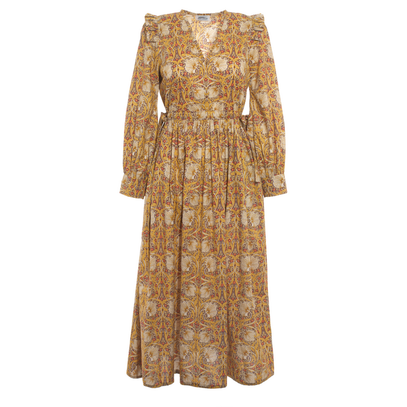 Luella Autumn Leaves Vee Neck Dress by Minkie Studio for Percy Langley