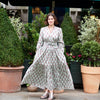 The May Morris dress is a super flattering vee neck, ankle skimming maxi dress with a cinched waist and pockets. The long sleeves are slim through the upper arm and have a slight bell at the wrist. The elasticated waist is designed to be worn with or without a belt. The belt supplied is in the matching fabric; alternatively our reversible kimono belts can be bought separately and feature contrasting fabrics. 