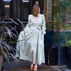 The May Morris dress is a super flattering vee neck, ankle skimming maxi dress with a cinched waist and pockets. The long sleeves are slim through the upper arm and have a slight bell at the wrist. The elasticated waist is designed to be worn with or without a belt. The belt supplied is in the matching fabric; alternatively our reversible kimono belts can be bought separately and feature contrasting fabrics. 