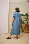 Rosa Puff Sleeve Shirtdress in Blue Light Wash Japanese Denim by Saywood