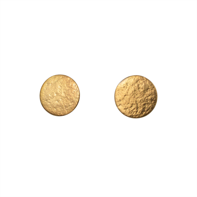 Gold Vermeil Paillette Disc Earrings are a contemporary take on the everyday stud earring with a bold yet minimal aesthetic. They are handmade in Brighton, using sterling silver with a gold vermeil finish.  Dimensions: 16mm in diameter. 