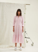 Pink Striped Linen Saltaire Dress by Justine Tabak