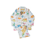 These vibrantly hand illustrated colourful dinosaur pyjamas are a favourite for kids, by Percy Langley