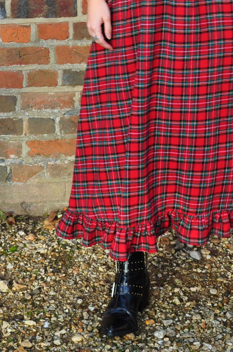 skirt detail check dress