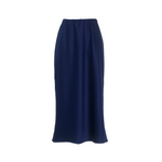 The Ridley navy blue satin slip skirt is an elegant bias cut midi length skirt in satin.   With a hidden elastic inside the waist band the skirt is easy to pull on, comfortable to wear and will become a well loved wardrobe staple, adored for the incredibly flattering fit. 