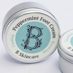 B Running Gift Pack by B Skincare. Contains two easily transportable 60ml tins of cooling Peppermint Foot Cream to soothe and nourish hot, dry & tired feet and soothing Muscle Rub with ginger, eucalyptus, lavender and juniper, to ease and restore sore muscles, the perfect gift for every runner.