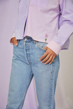 Jules Utility Shirt in Pink/ Lilac by Saywood
